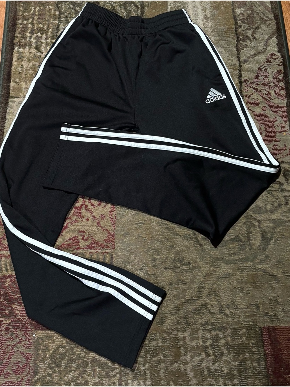 adidas Black Sweatpants with White Side Stripes - Kids